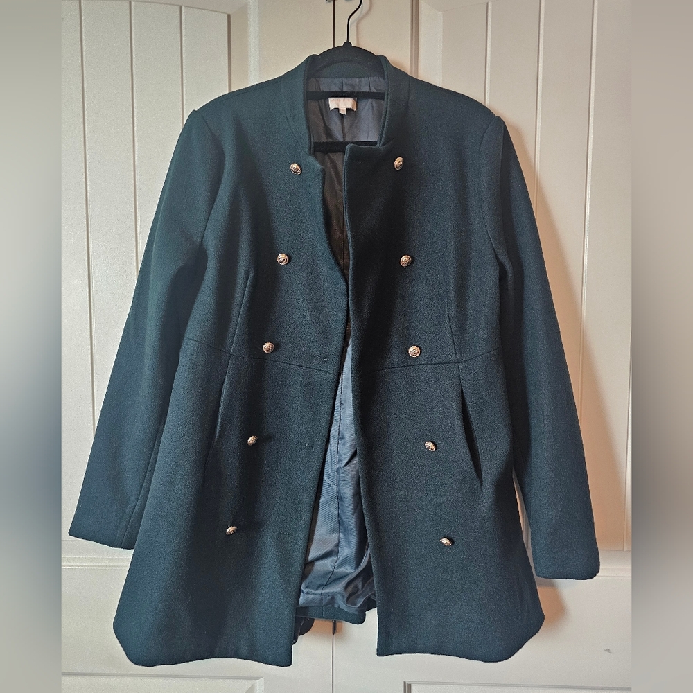 Elegant Royal Green Double-Breasted Women's Pea Coat